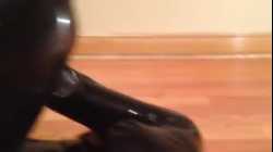 My Girlfriend in latex, crawling on the floor