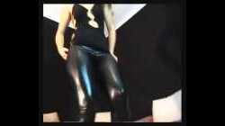 Jolina Dancing in Wet Look Leggings