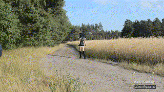 Latex Nun in the Nature with Corset and 6 Inch High Heels