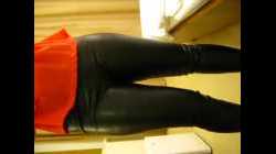 wife in leather leggings