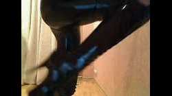 Blonde Latexgirl at home