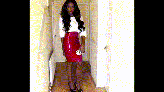 Tight Red Pvc Patent Leather Pencil Skirt