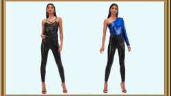 Leather leggings and sequin top
