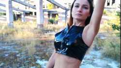 Leggins and top latex vinil  walking